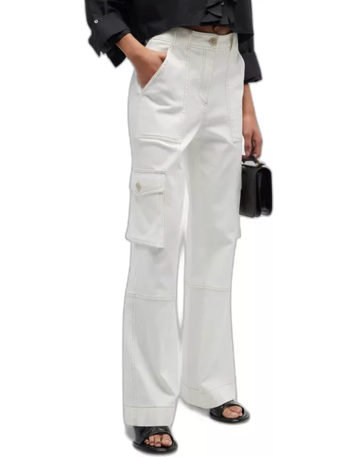 Coop Contrast-Stitch Wide-Leg Twill Pant