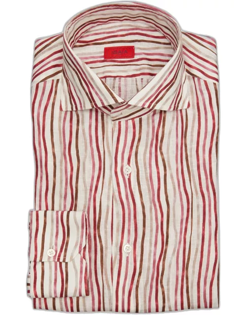 Men's Painted Stripe Linen Dress Shirt