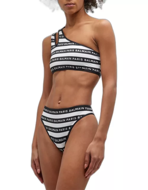 Iconic Stripes One-Shoulder Two-Piece Bikini Set