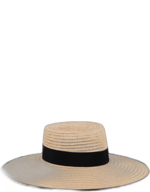 Annie Wide Brim Straw Flat Top Hat