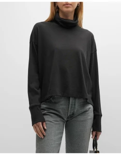 Compact Cotton Jersey Turtleneck Sweater