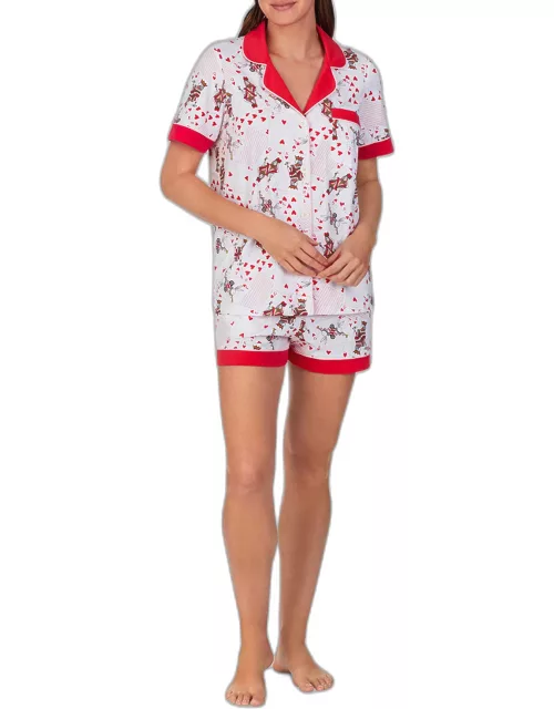 Card-Print Organic Cotton Shorty Pajama Set