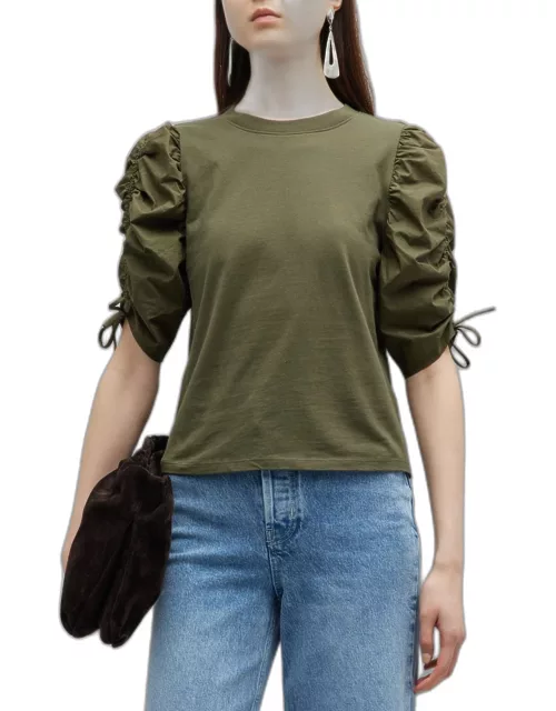 Ruched-Sleeve Tee