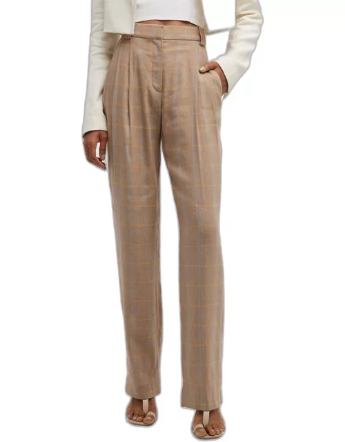 Fynn Plaid Straight-Leg Pant