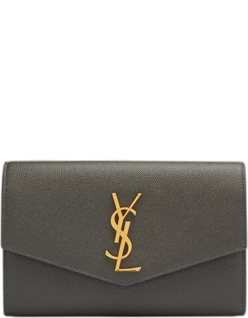 Uptown YSL Wallet on Chain in Grained Leather