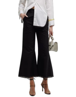 Cropped Flare Trouser with Fringe Tri