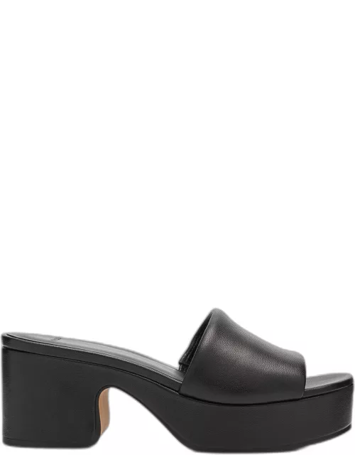 Margo Leather Block-Heel Slide Sandal