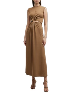Ruched Maxi Dress with Quartz Abacus Stone Detail