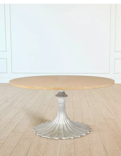 60" Cerused Oak Top Dining Table