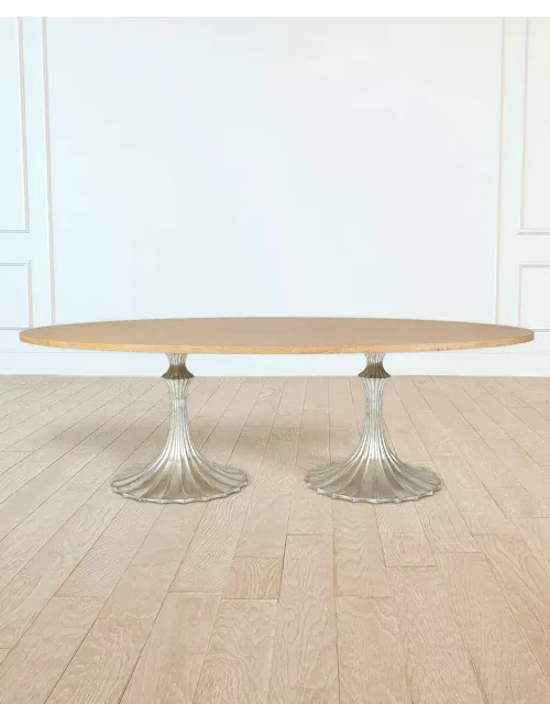 96" Cerused Oak Top Dining Table