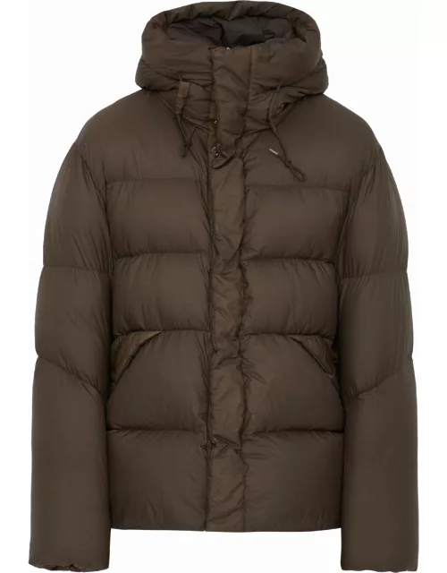 Brown nylon down jacket
