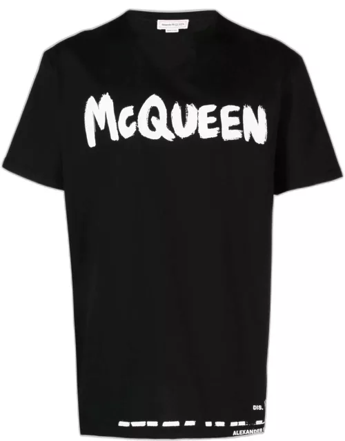 ALEXANDER MCQUEEN Graffiti Logo-print T-shirt Black