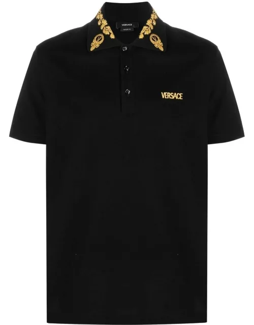 Versace embroidered-logo polo shirt