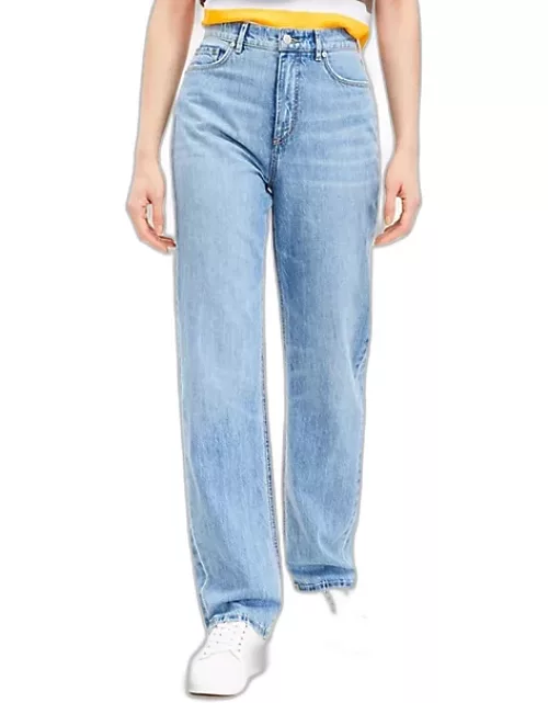 Loft High Rise Full Length Straight Jeans in Light Mid Indigo Wash