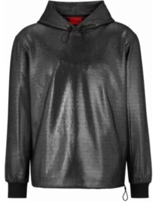 Foil-printed hoodie in stretch fabric- Black Men's Tracksuit