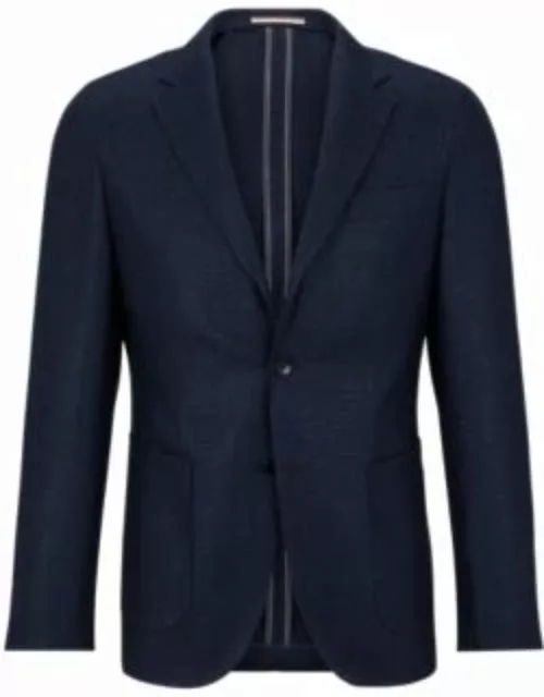 Slim-fit jacket in virgin wool, silk and cashmere- Dark Blue Men's Sport Coat