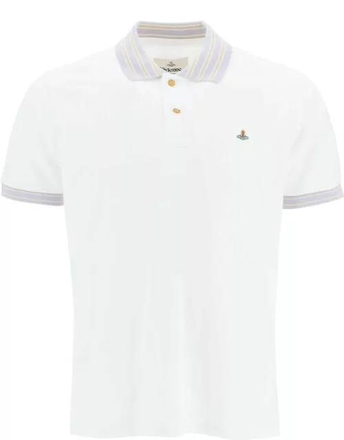 VIVIENNE WESTWOOD STRIPE POLO SHIRT WITH ORB EMBROIDERY