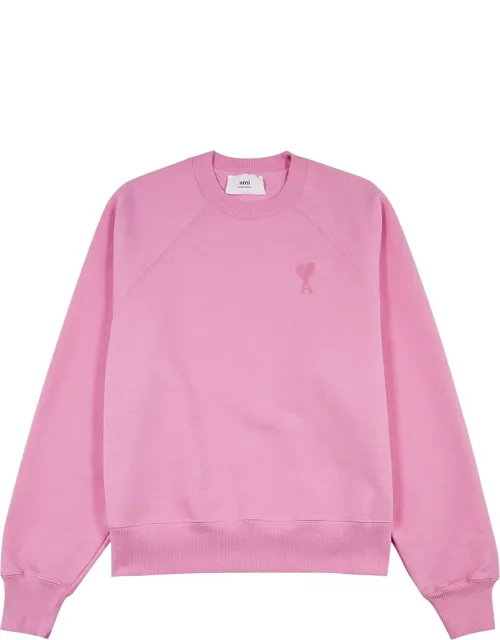 Ami Paris Logo-embroidered Stretch-cotton Sweatshirt - Light Pink
