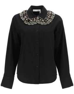 SEE BY CHLOE SHIRT WITH EMBROIDERED COLLAR