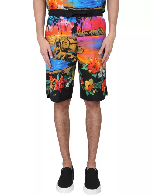dolce & gabbana bermuda shorts with sunset print