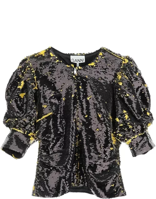 GANNI two-tone sequin top