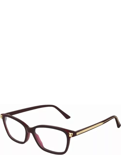 Cartier Eyewear Ct 0206 - Burgundy Glasse