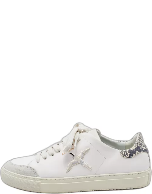 Axel Arigato White Leather Clean 90 Bird Embroidered Low Top Sneaker