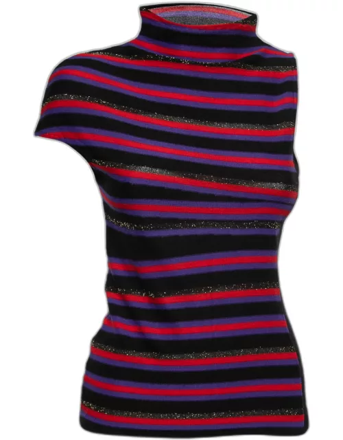 Versus Versace Multicolor Striped Knit Asymmetric Top