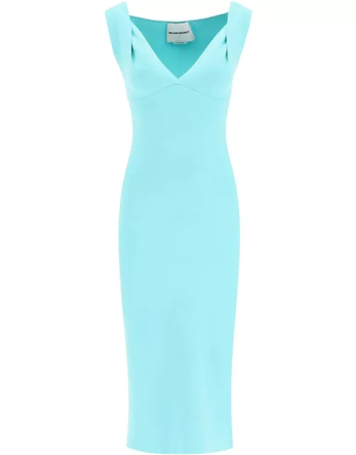 ROLAND MOURET knit fitted midi dres