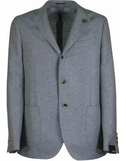 Lardini Single-breasted Two-button Jacket With Herringbone Pattern