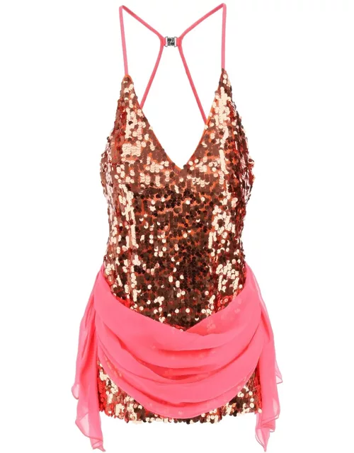 DSQUARED2 mini sequined dress with draped detai