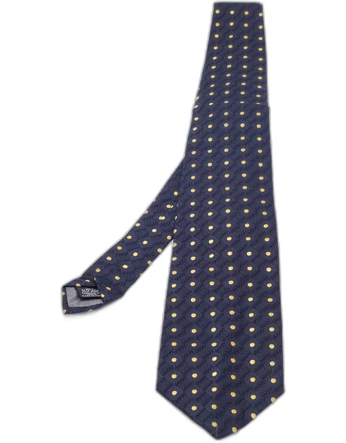 Gianfranco Ferre Navy Blue Polka Dot Silk jacquard Tie