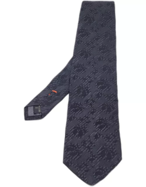 Ermenegildo Zegna Black Floral Jacquard Tie