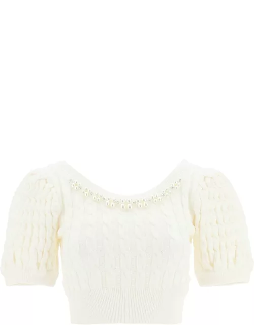 SIMONE ROCHA KNIT CROPPED TOP WITH BEAD