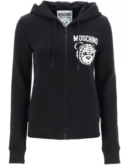 MOSCHINO ZIP-UP HOODIE WITH TEDDY PRINT