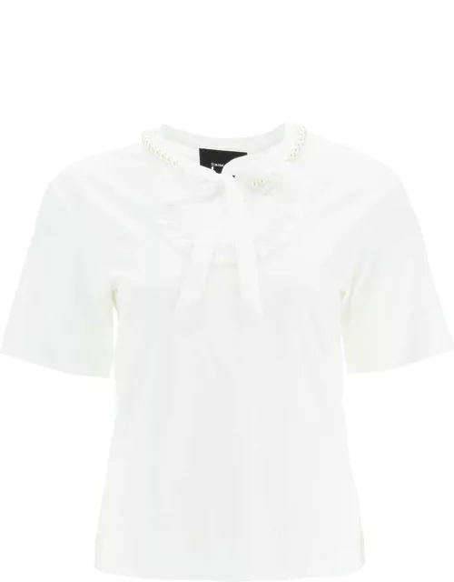 SIMONE ROCHA T-SHIRT WITH HEART-SHAPED CUT-OUT AND PEARL