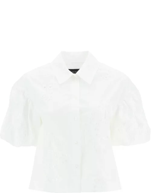 SIMONE ROCHA CROPPED SHIRT WITH EMBRODERED TRI