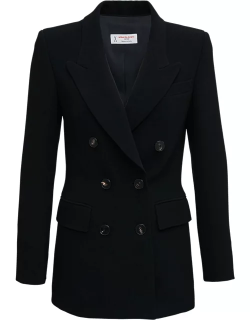 Alberto Biani Double-breasted Jacket In Black Cady