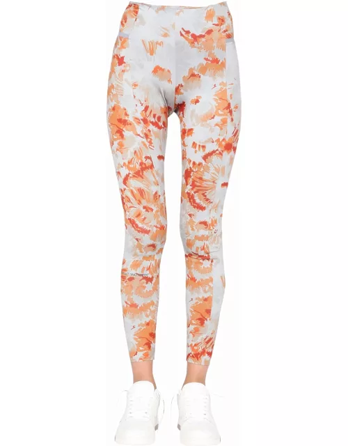 Off-White Leggings With Chine Flowers Motif