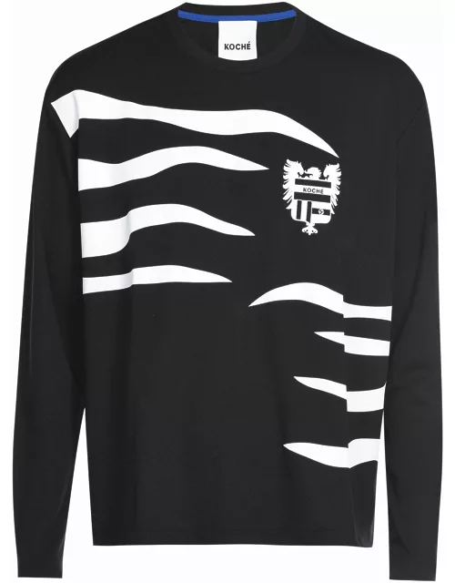 Koché Heraldic Flames Long Sleeves Black T-shirt