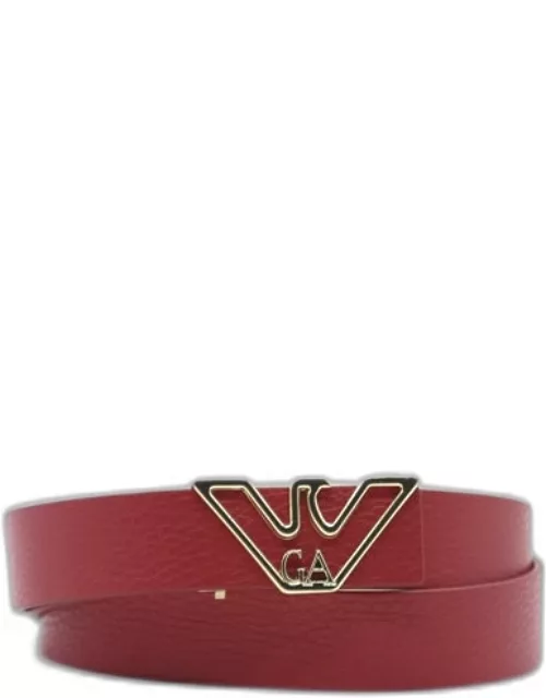 Emporio Armani Hammered Leather Belt With Logoed Buckle