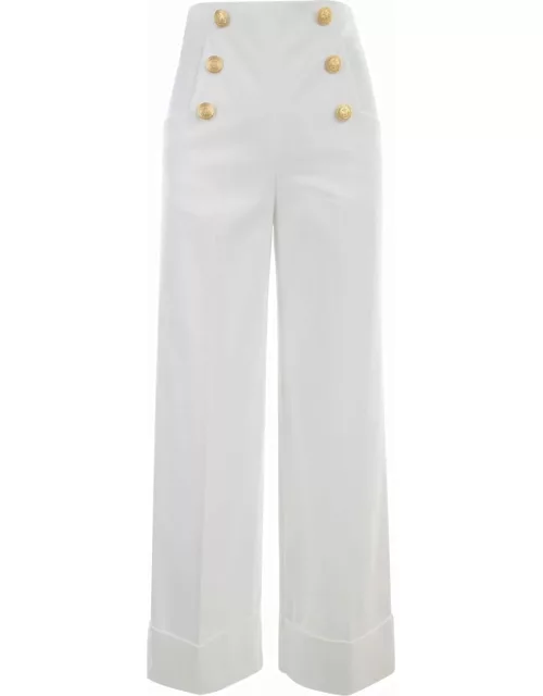 Parosh Flared Trousers With Gold Botton