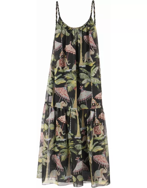 RED Valentino Elephant Print Cotton And Silk Dres