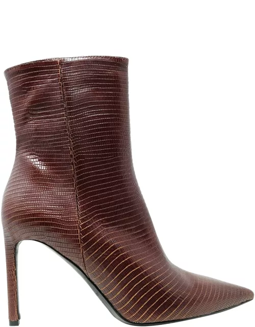 Roberto Del Carlo Burgundy Leather Ankle Boot