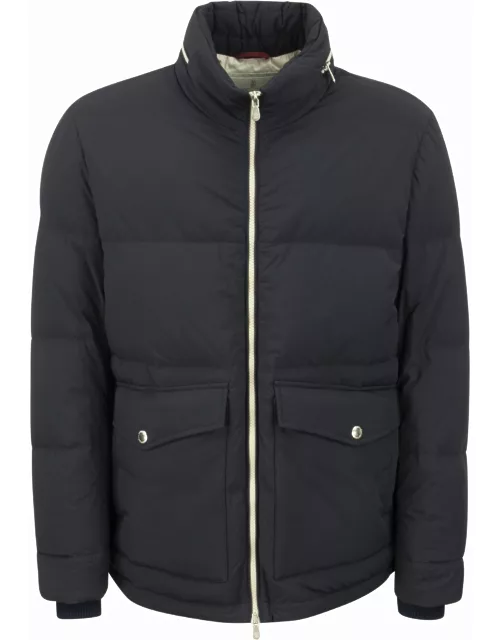 Brunello Cucinelli Opaque Nylon Down Jacket With Patch Pocket