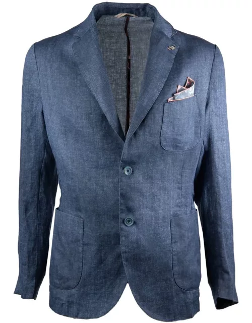 Bob Slight Blue Linen Single-breasted Jacket