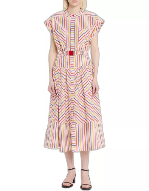 Macarena Striped Midi Dress with Belt