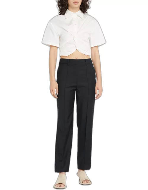 Abby Cropped Twist-Front Shirt