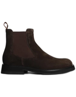 Santoni Deliver Ankle Boots In Brown Suede