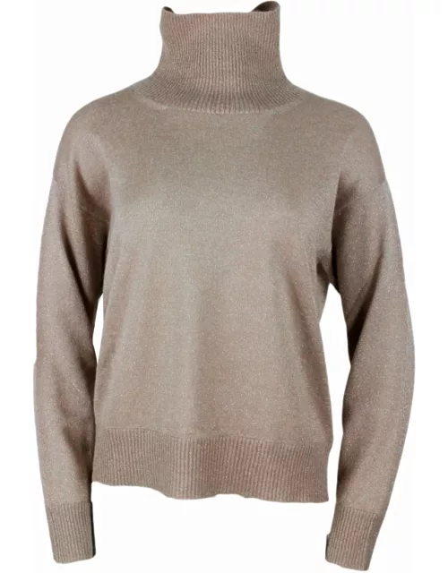 Fabiana Filippi Turtleneck Sweater In Cashmere Wool And Silk With Lurex